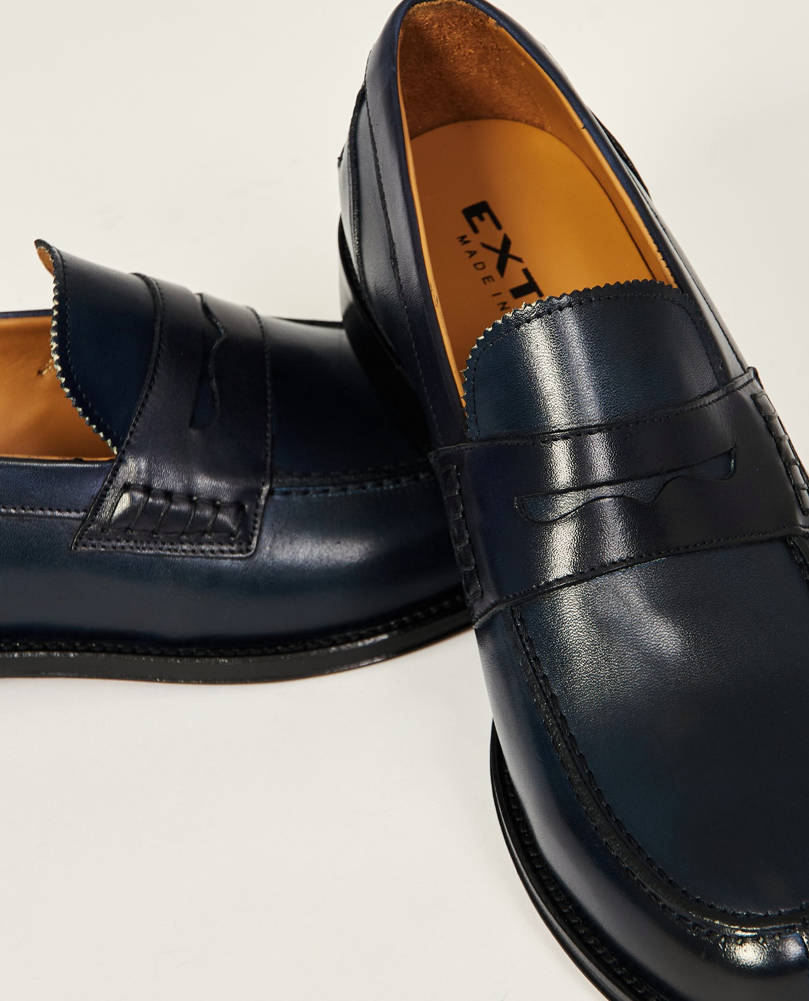 Mocassini uomo Exton blu abrasivati in pelle