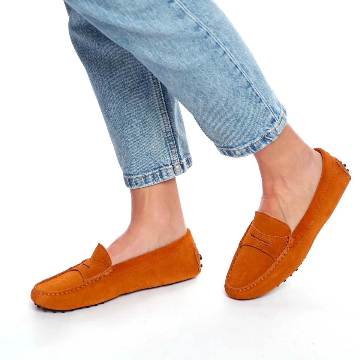 Mocassino D in Pelle Scamosciata Marrone