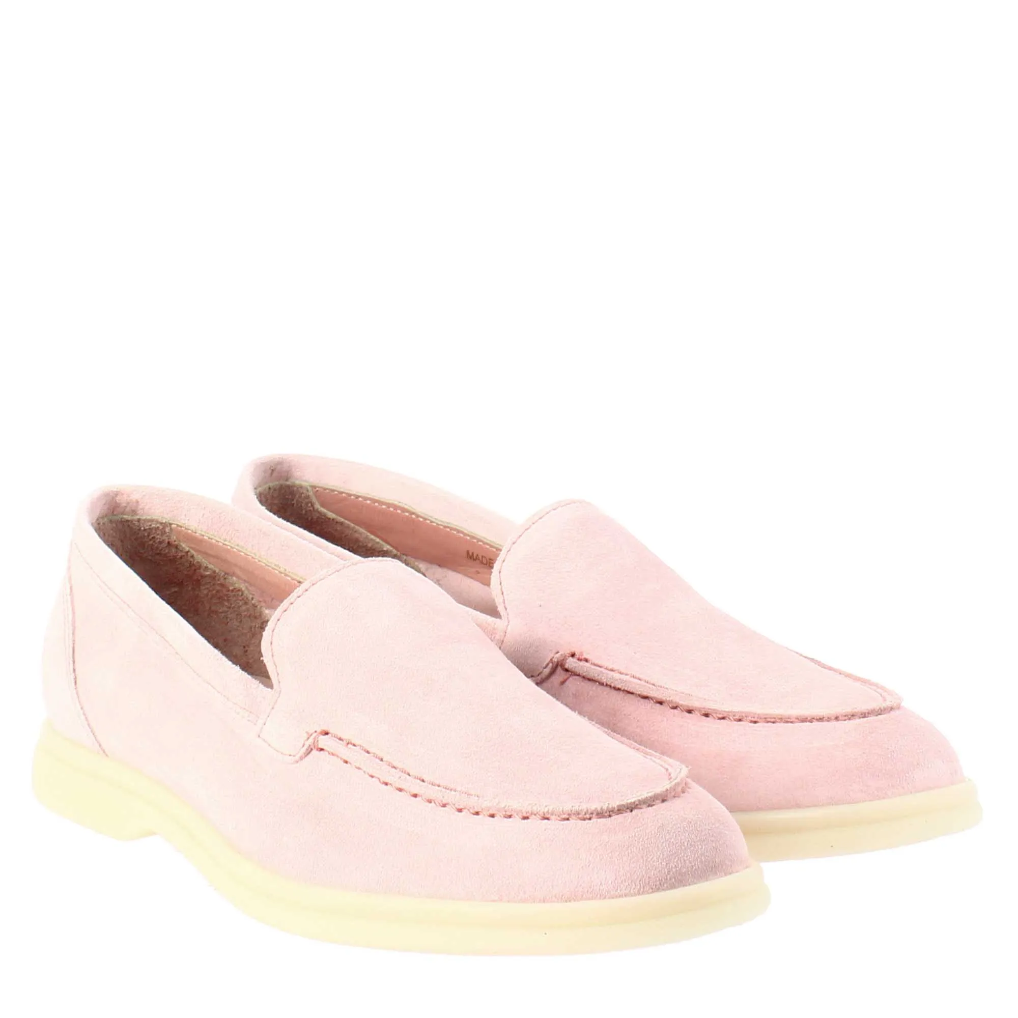 Mocassino flessibile da donna in pelle scamosciata rosa