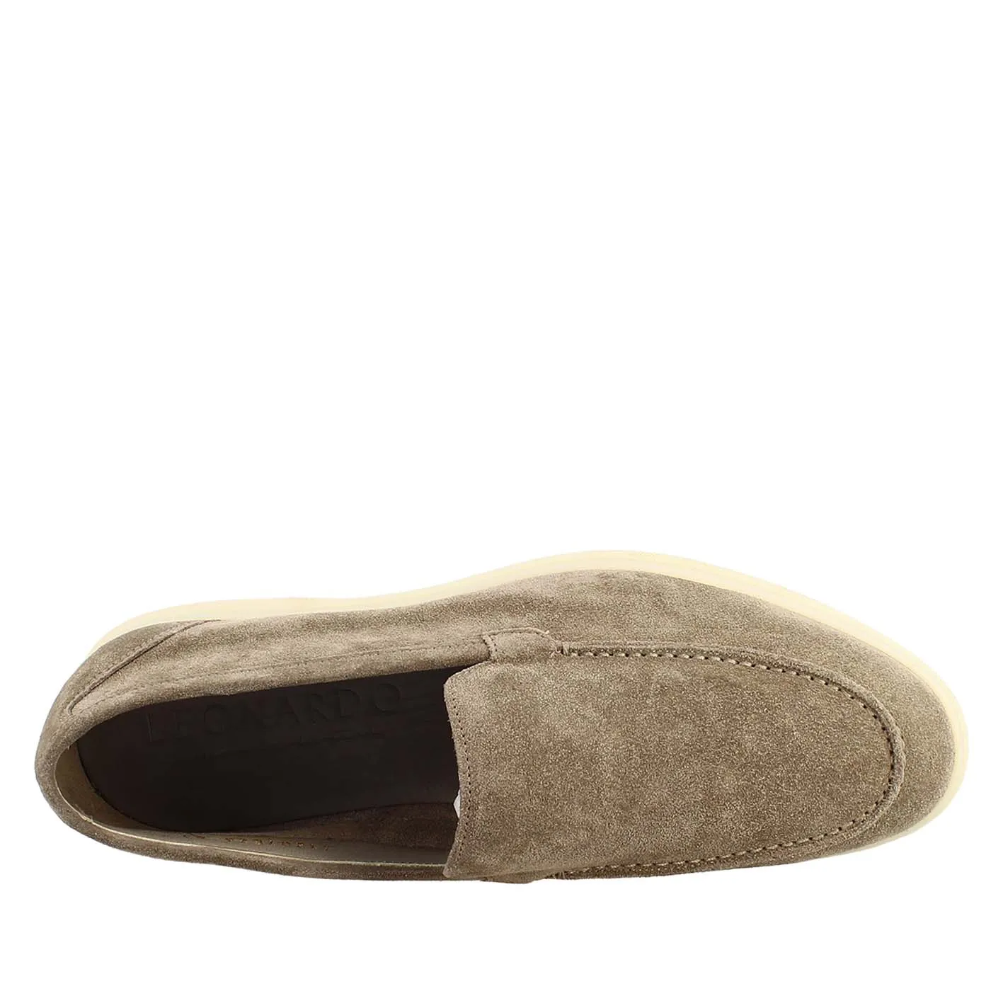 Mocassino sfoderato grigio elegante da uomo in camoscio
