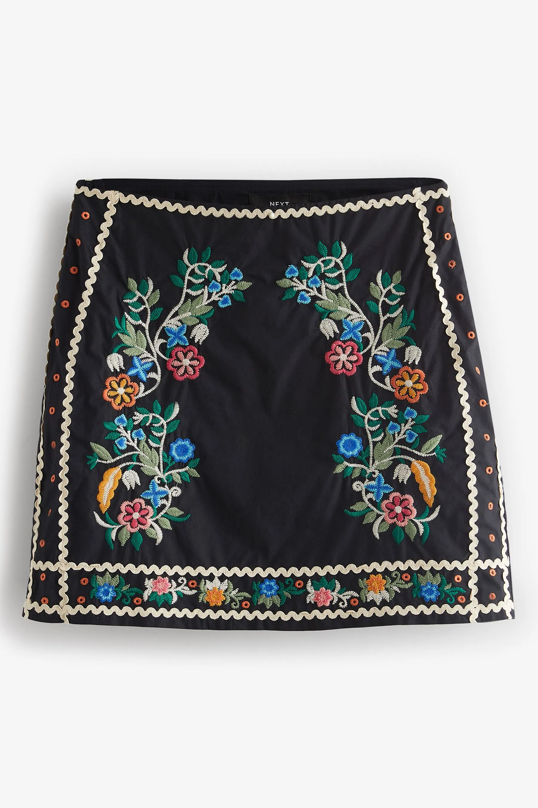 Navy  - Minigonna in cotone ricamato