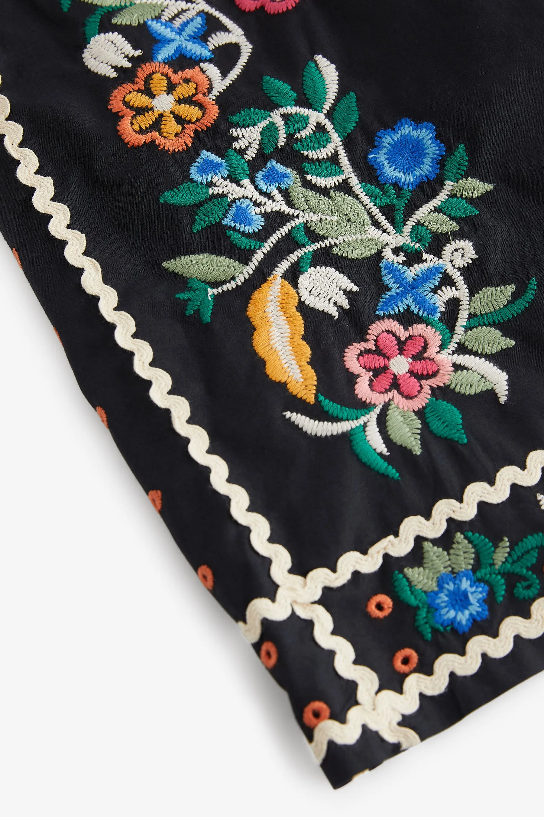 Navy  - Minigonna in cotone ricamato