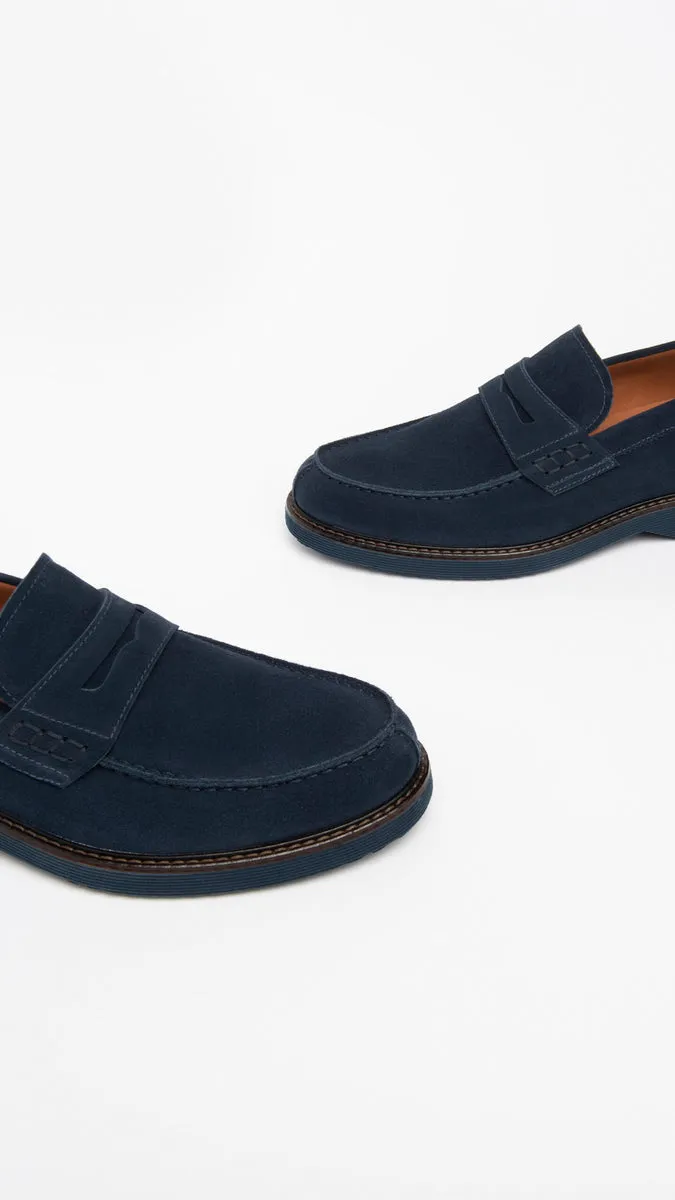 NERO GIARDINI E302790UE MOCASSINI IN CAMOSCIO BLU