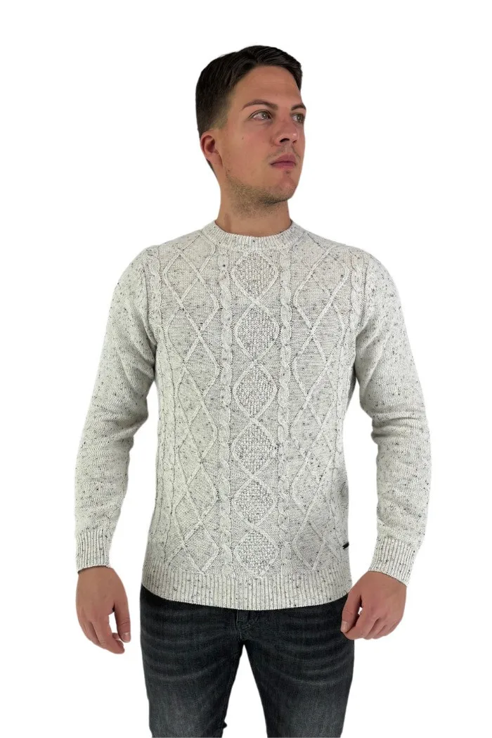 Nerovago maglione girocollo a fantasia con lavorazione 730811