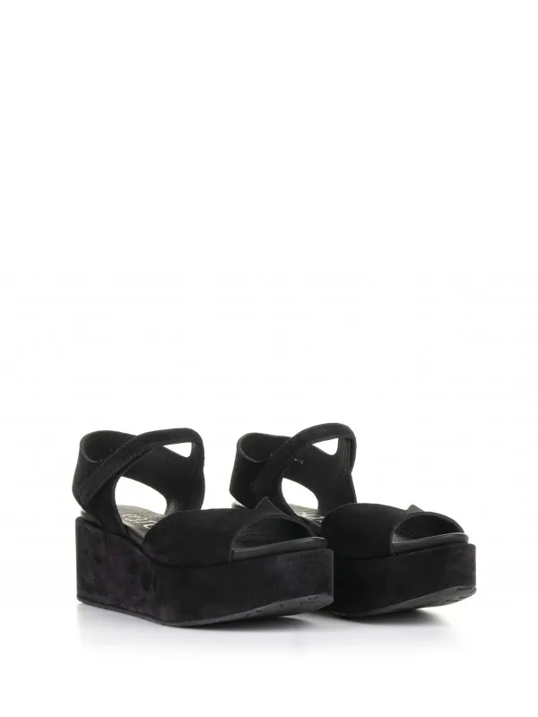 Nirvana black platform sandal in suede