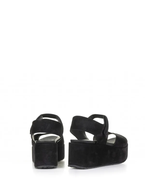 Nirvana black platform sandal in suede