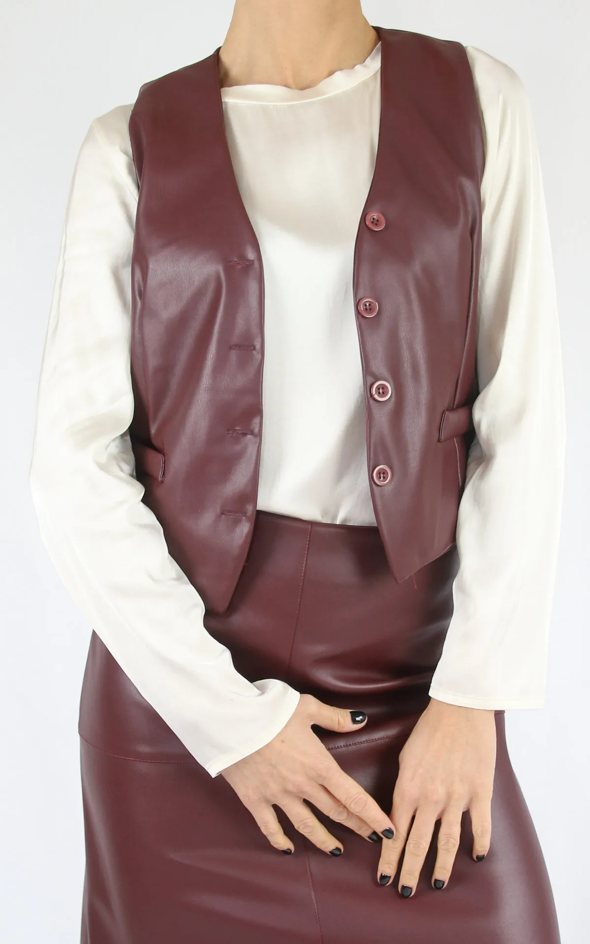 Off-On – gilet ecopelle – bordeaux