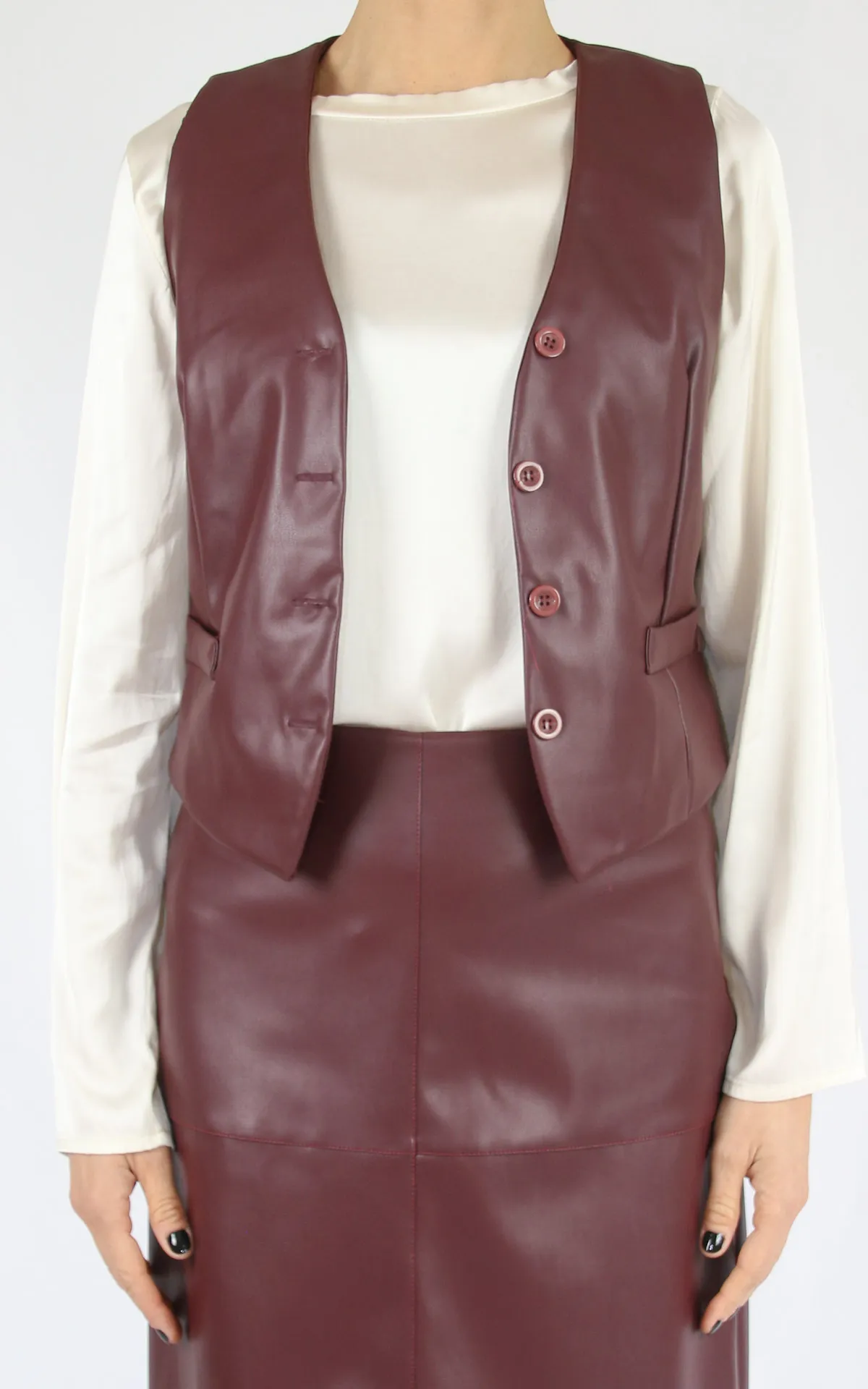 Off-On – gilet ecopelle – bordeaux