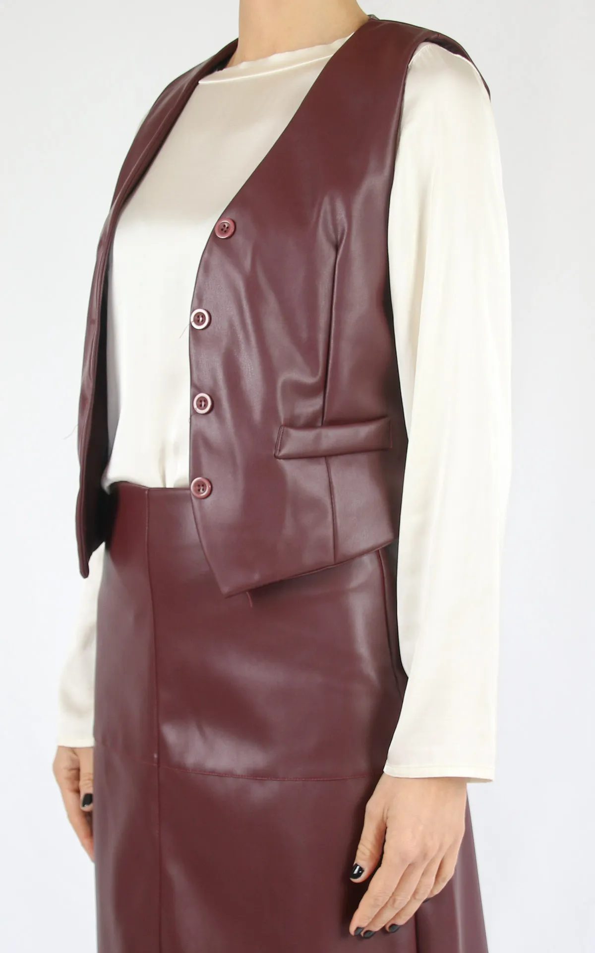 Off-On – gilet ecopelle – bordeaux