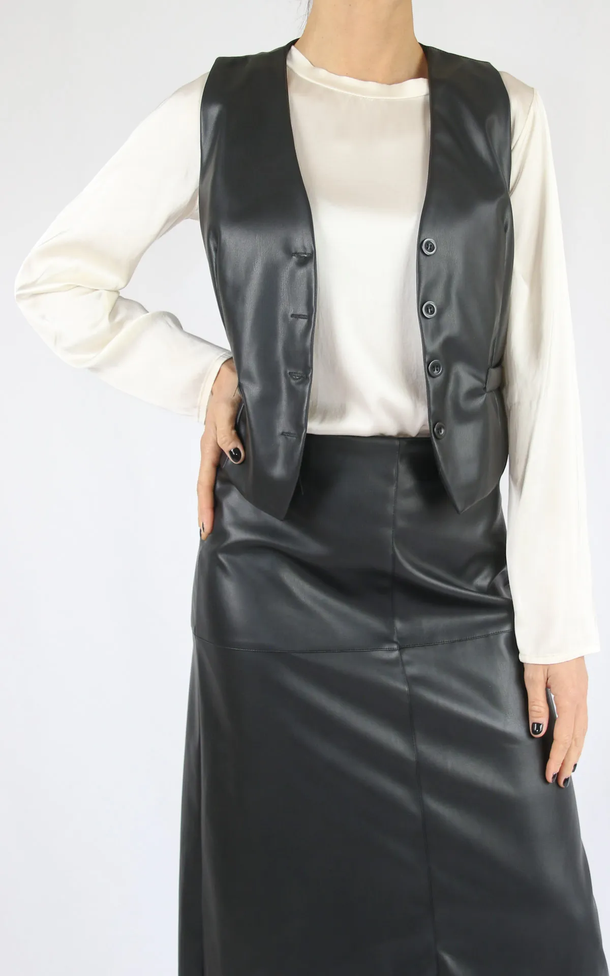Off-On – gilet ecopelle – nero