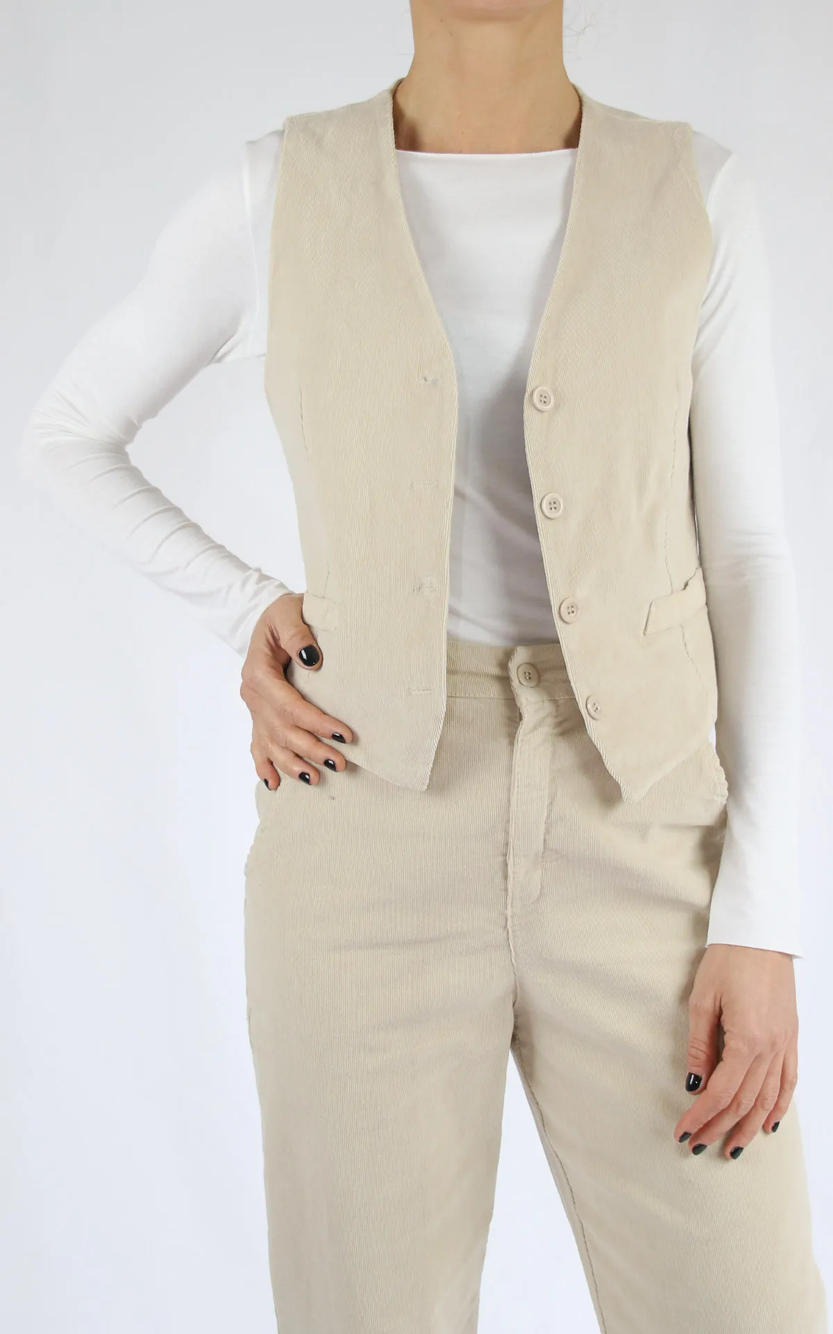 Off-On – gilet velluto millerighe – burro