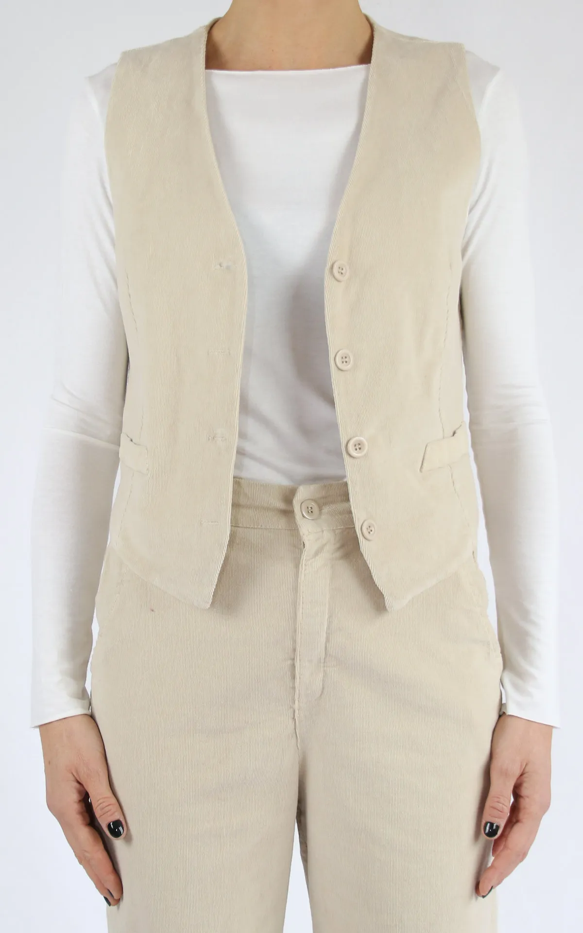 Off-On – gilet velluto millerighe – burro