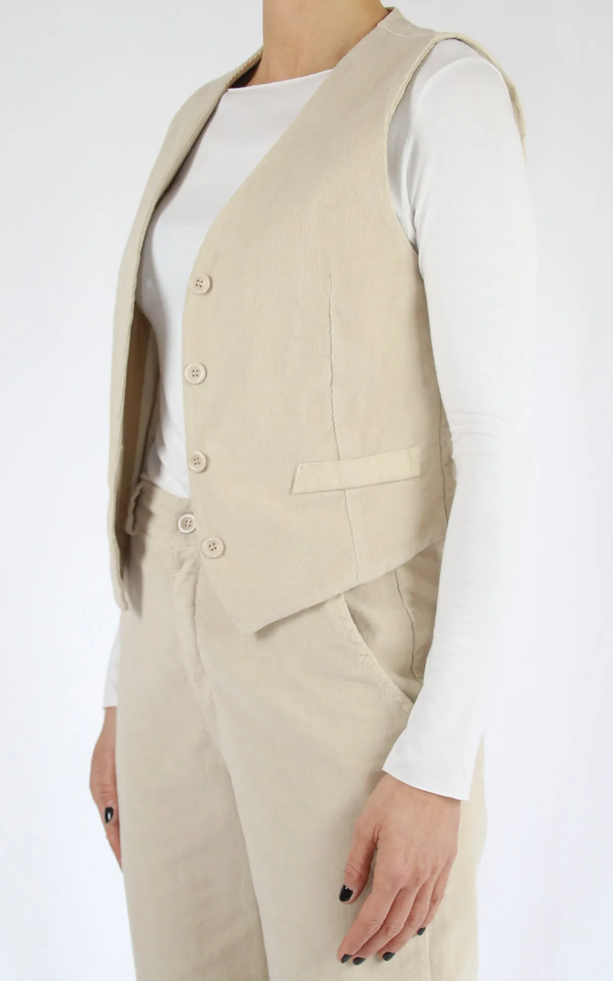 Off-On – gilet velluto millerighe – burro
