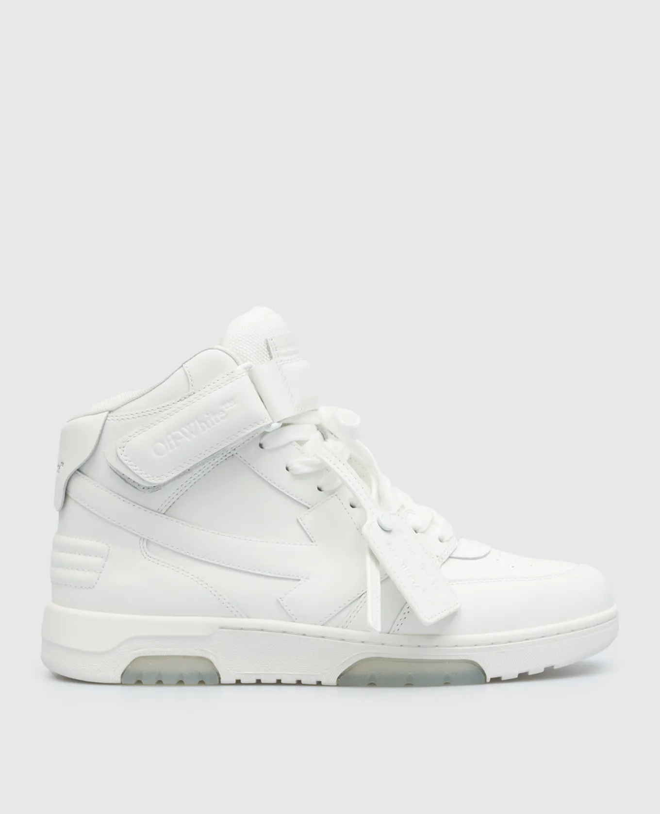Off-White Out Of Office scarpa alta in pelle bianca con logo OMIA259C99LEA002