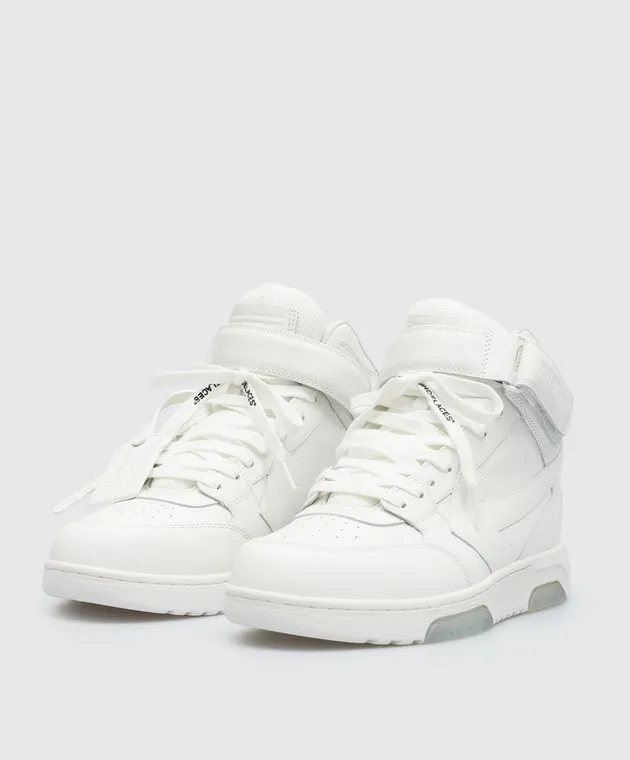 Off-White Out Of Office scarpa alta in pelle bianca con logo OMIA259C99LEA002