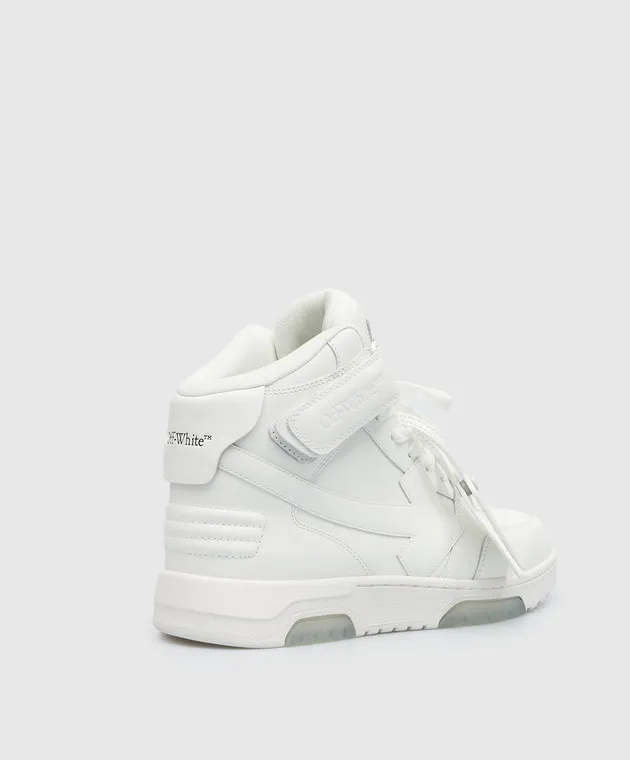 Off-White Out Of Office scarpa alta in pelle bianca con logo OMIA259C99LEA002