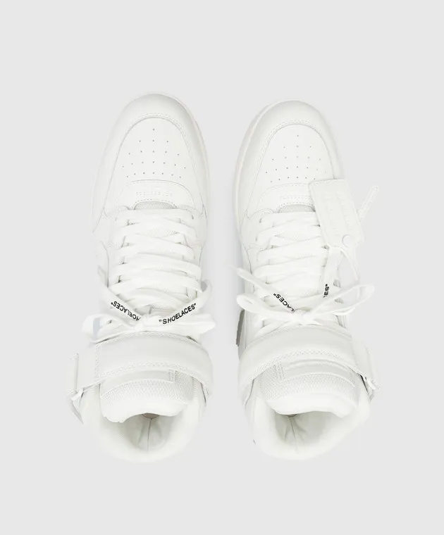 Off-White Out Of Office scarpa alta in pelle bianca con logo OMIA259C99LEA002