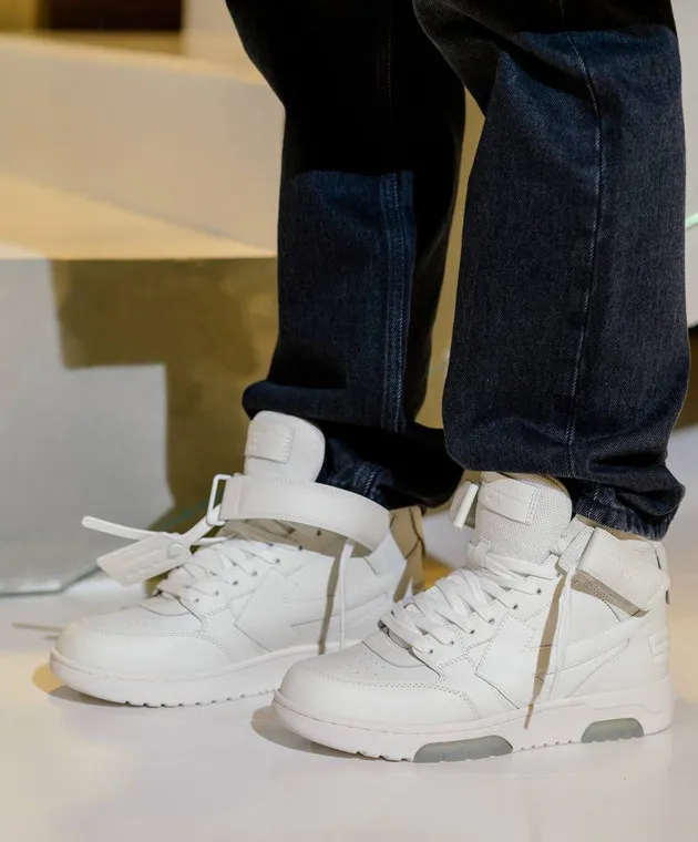 Off-White Out Of Office scarpa alta in pelle bianca con logo OMIA259C99LEA002