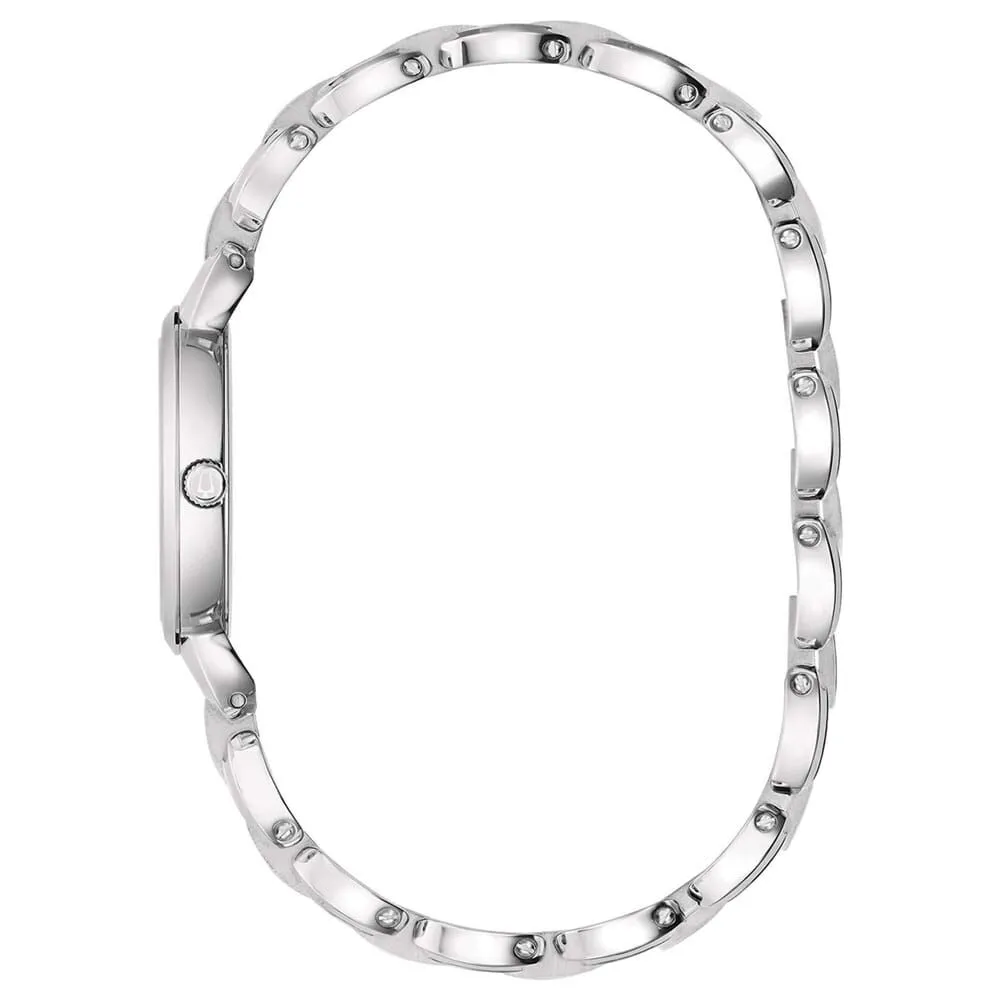 Orologio Al Quarzo Bulova Classic Diamonds 96p231 Cassa Rotonda Acciaio Argentato 28 mm Quadrante Blu Cinturino Acciaio Argentat
