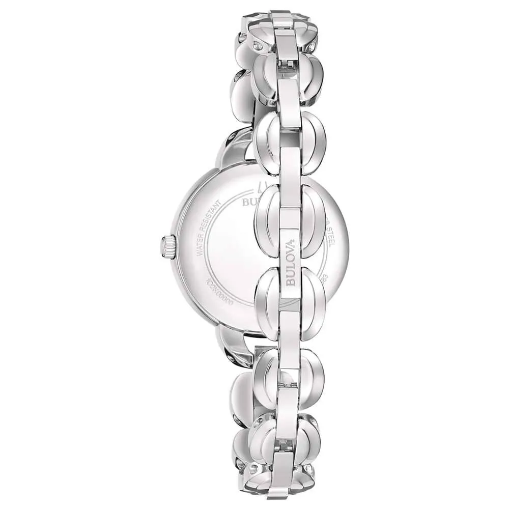 Orologio Al Quarzo Bulova Classic Diamonds 96p231 Cassa Rotonda Acciaio Argentato 28 mm Quadrante Blu Cinturino Acciaio Argentat