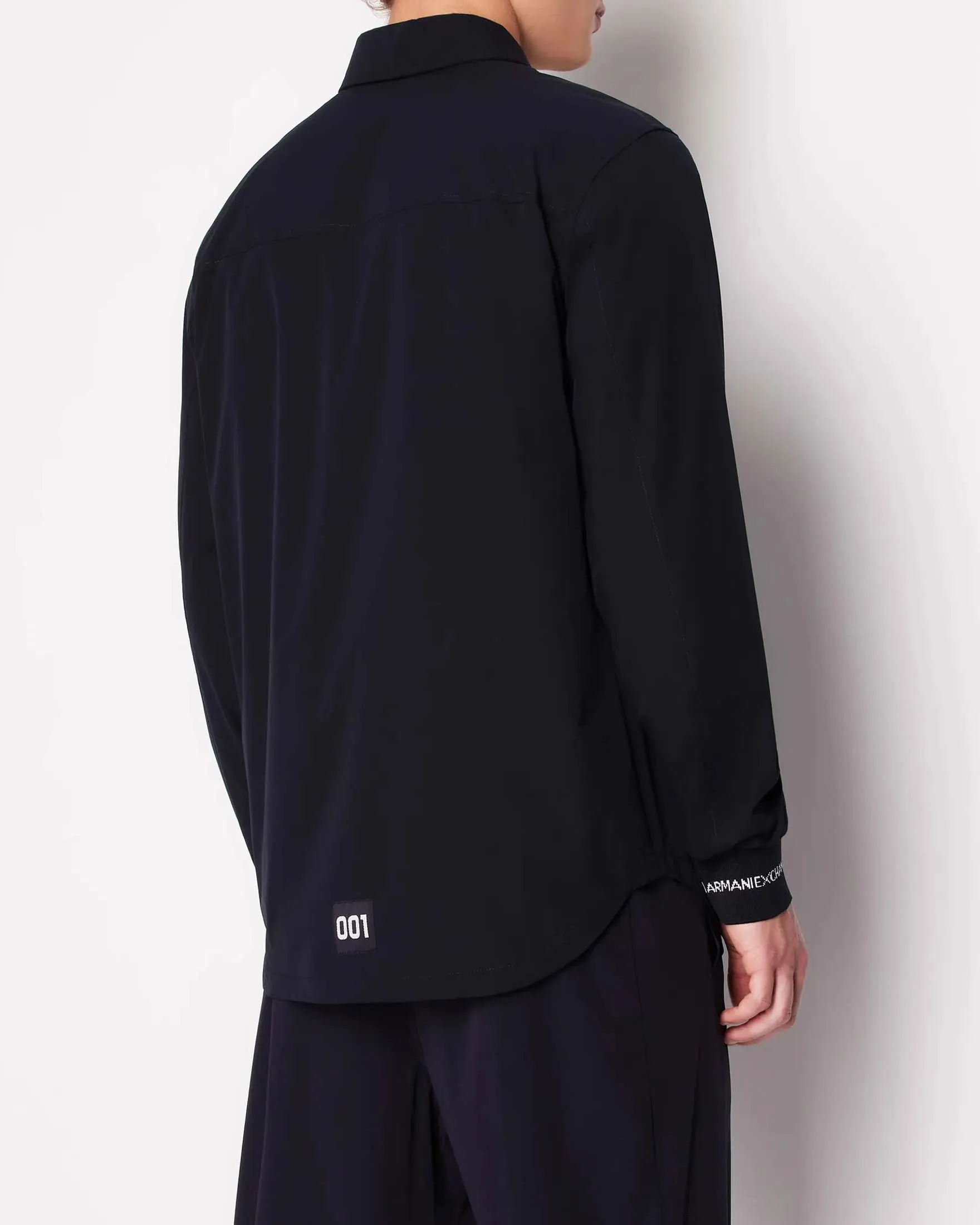 Overshirt blu in tessuto impermeabile loose-fit