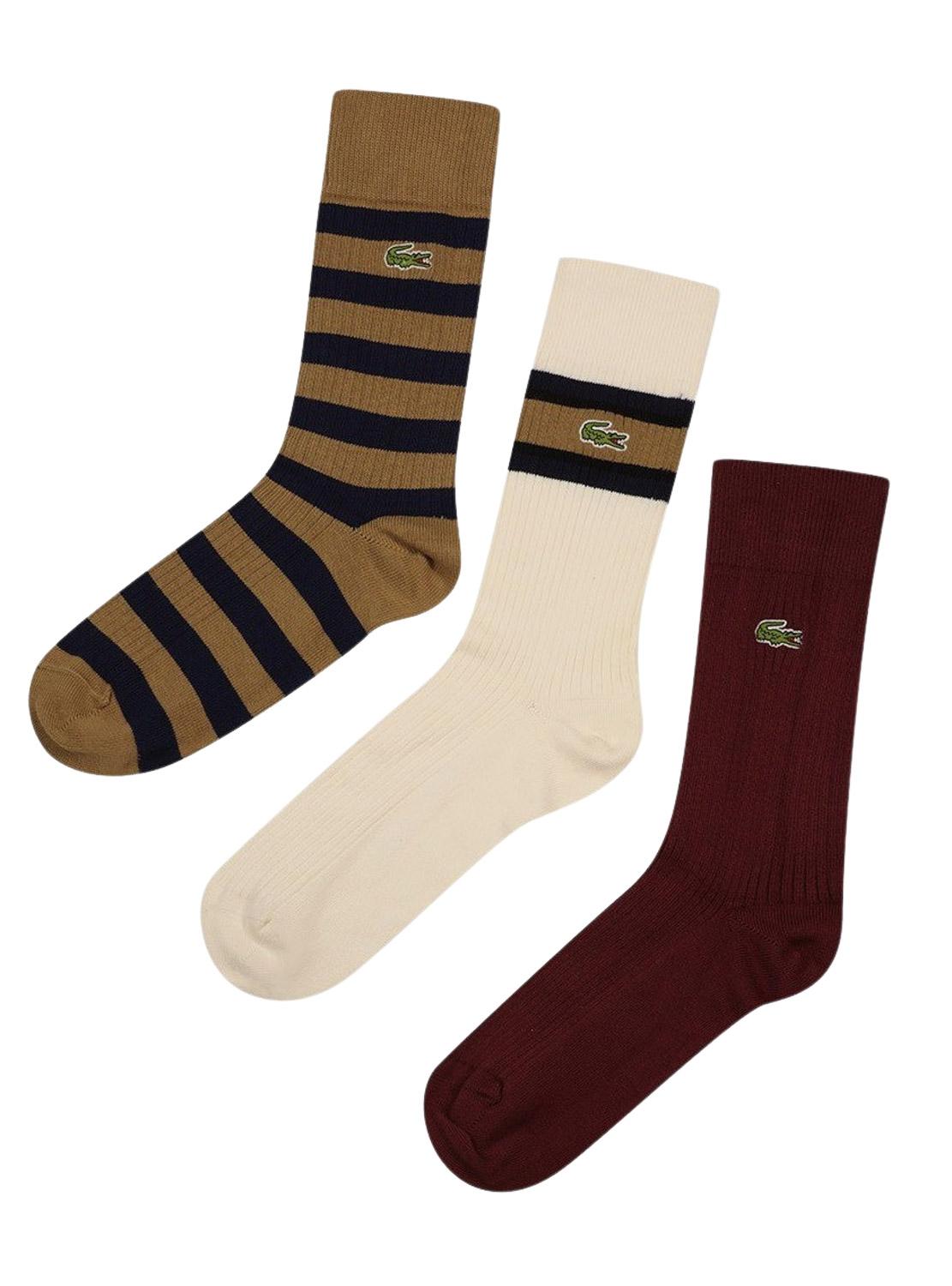 Pack 3 Calzini Lacoste Marrone per Uomo