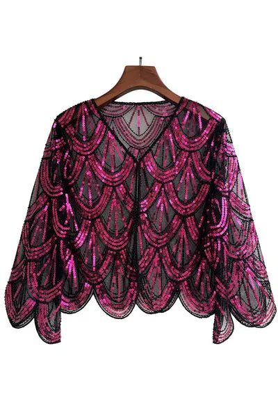 Paillettes nero fucsia 1920 mantello