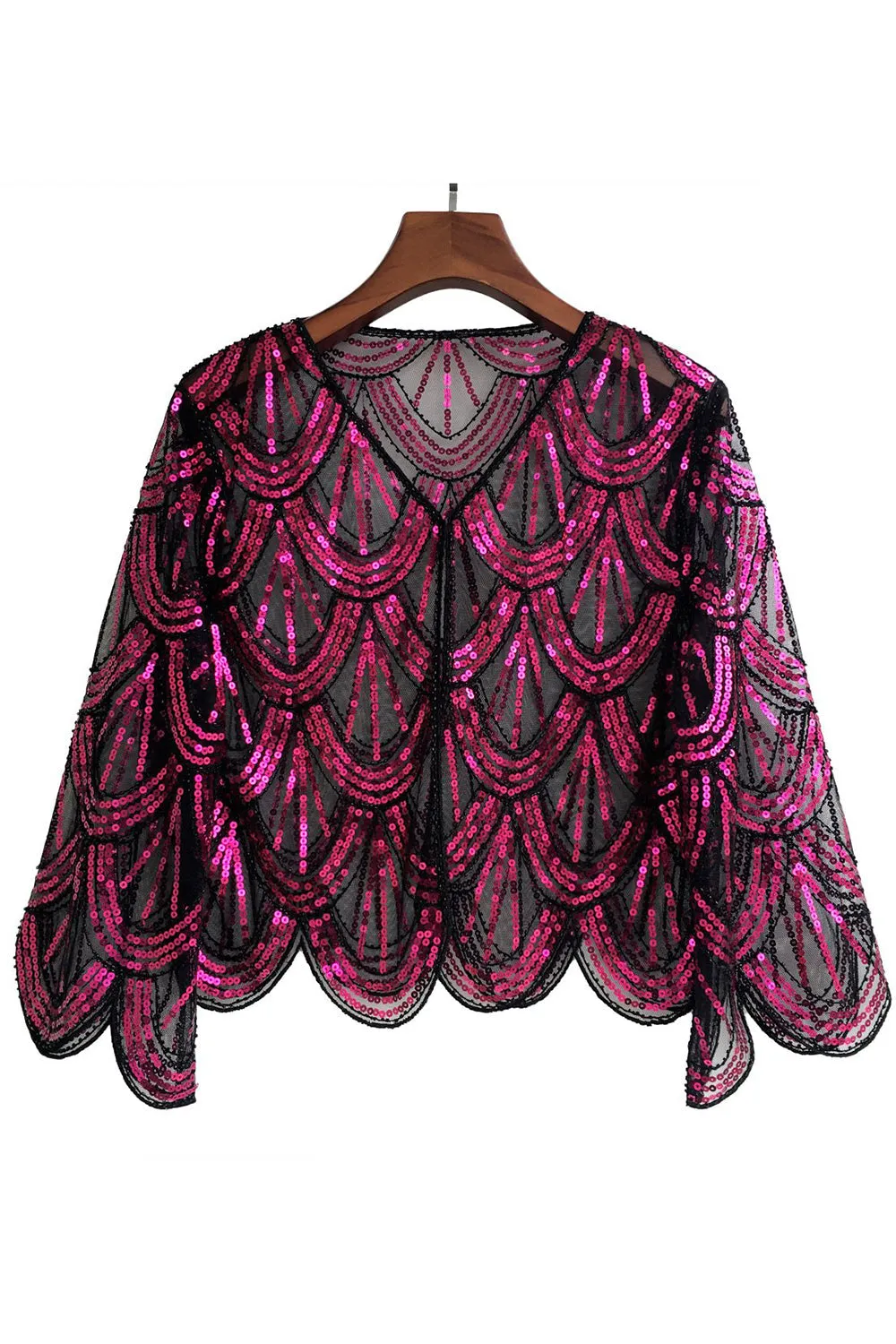Paillettes nero fucsia 1920 mantello