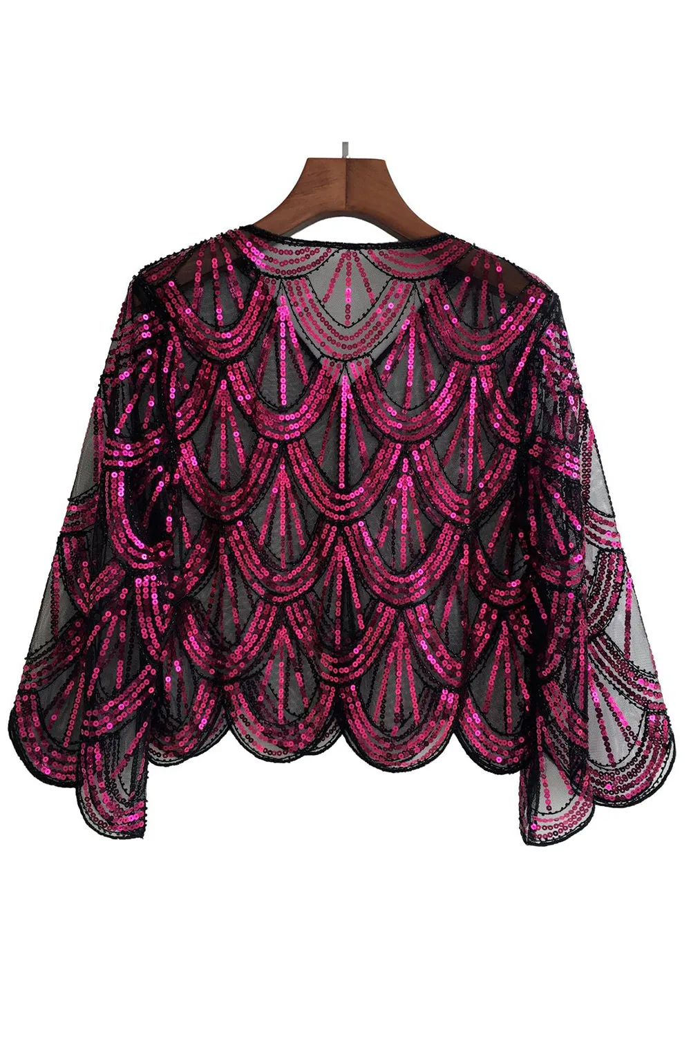 Paillettes nero fucsia 1920 mantello