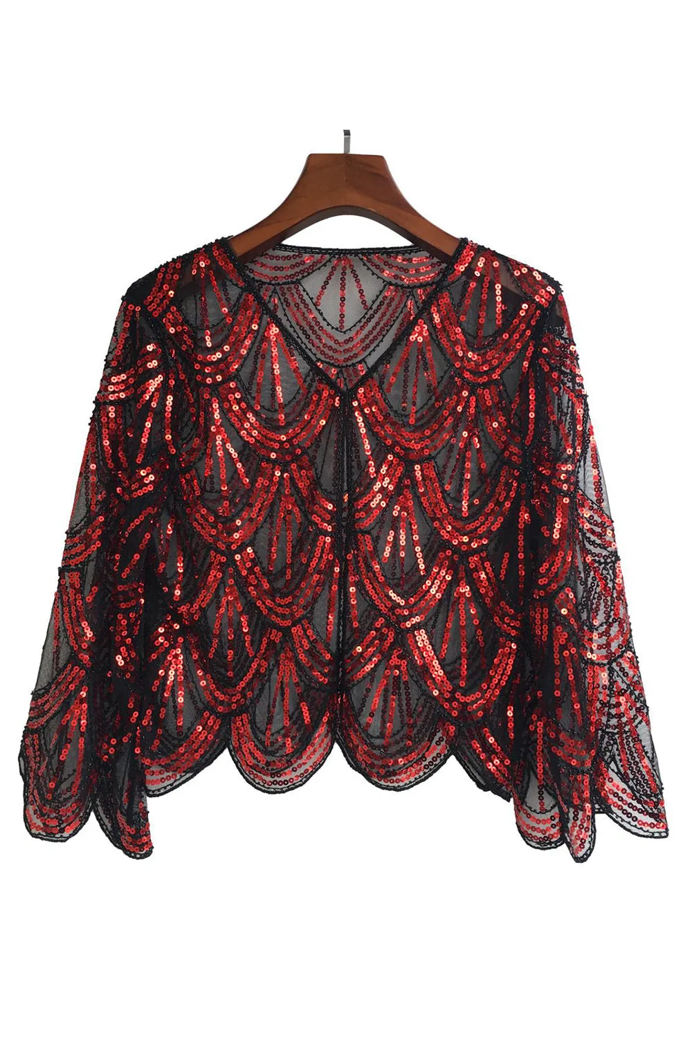 Paillettes nero fucsia 1920 mantello