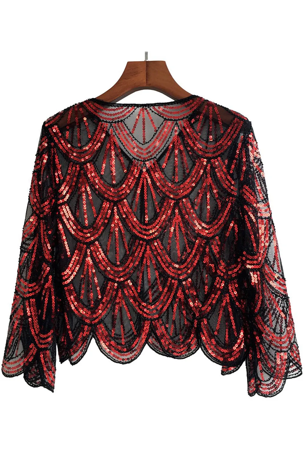 Paillettes nero fucsia 1920 mantello