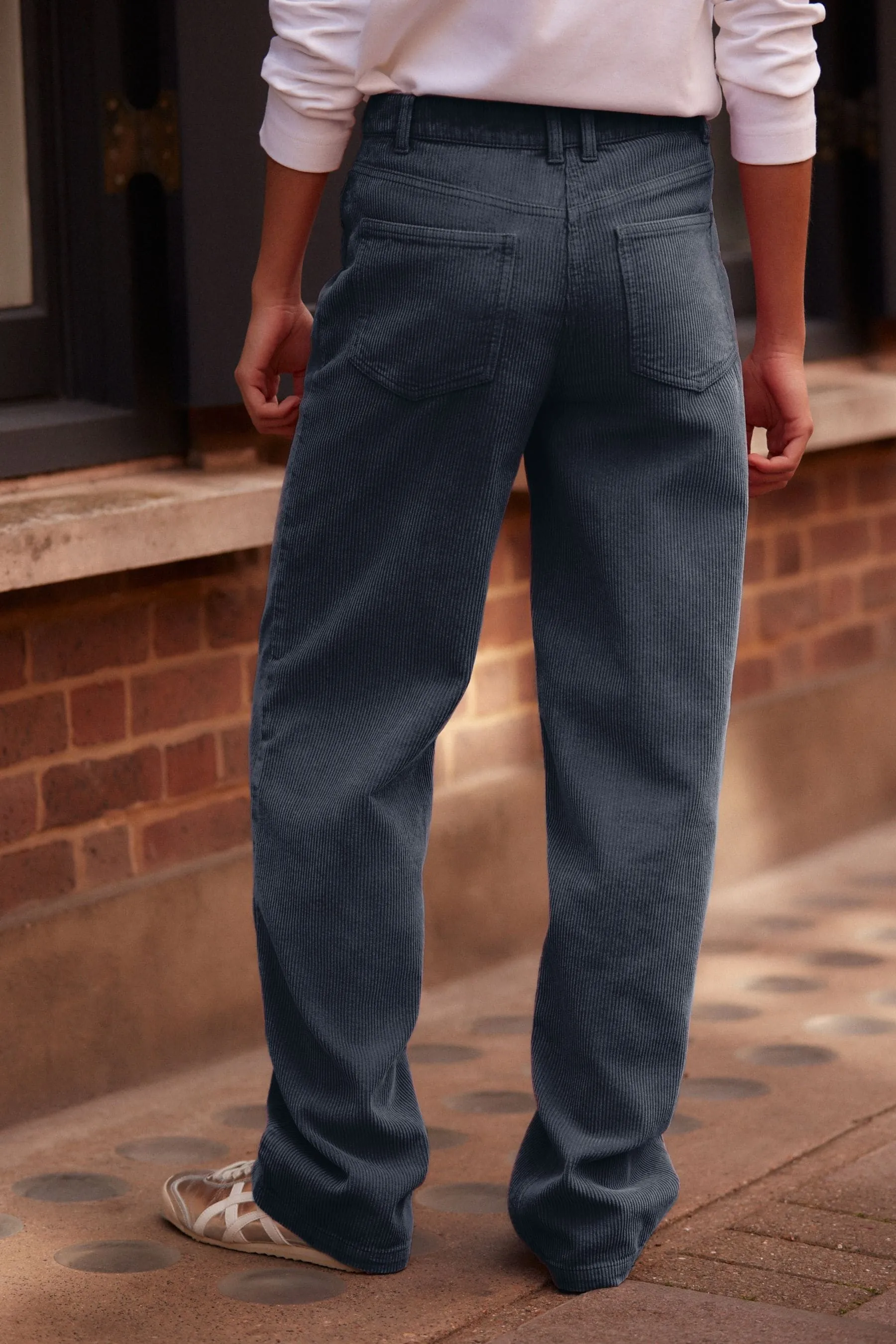 Pantaloni a gamba larga in corda lavata 100% cotone    