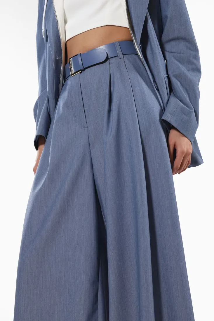 Pantaloni a palazzo fantasia mélange con piega stirata