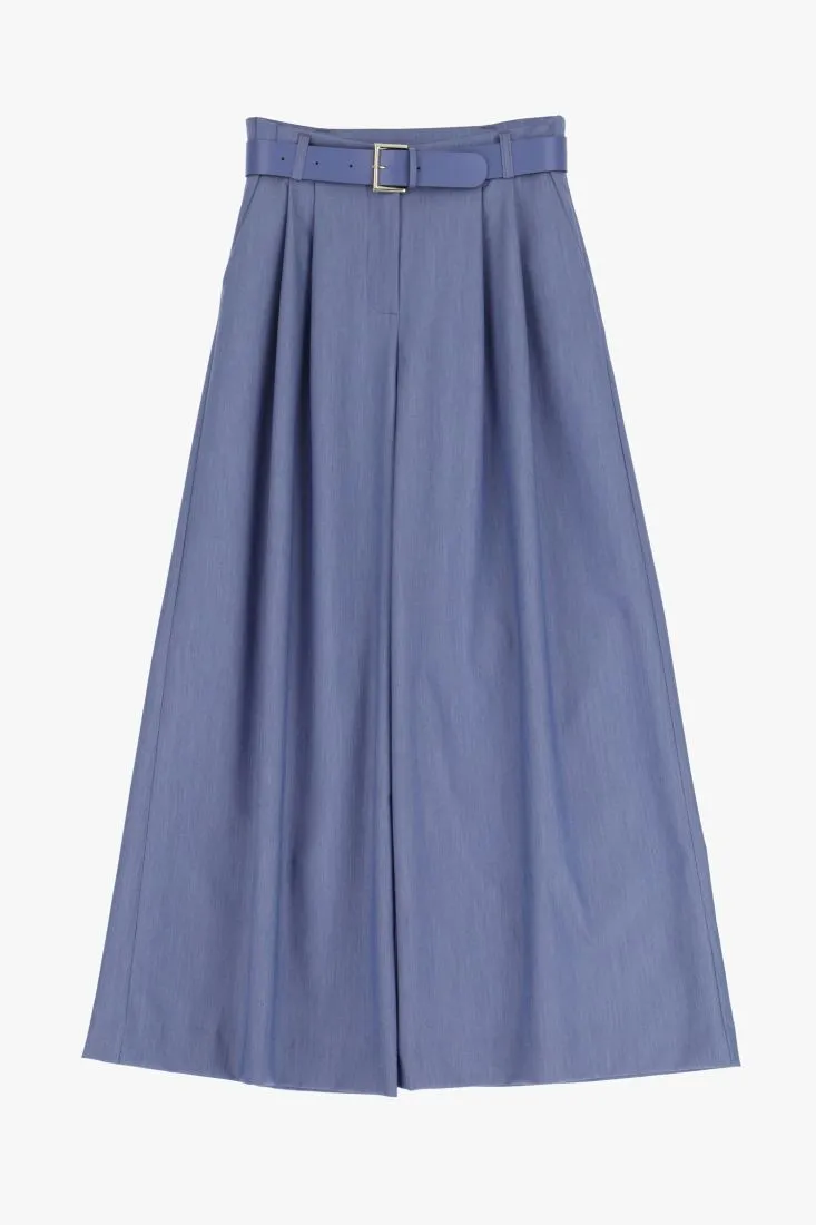 Pantaloni a palazzo fantasia mélange con piega stirata