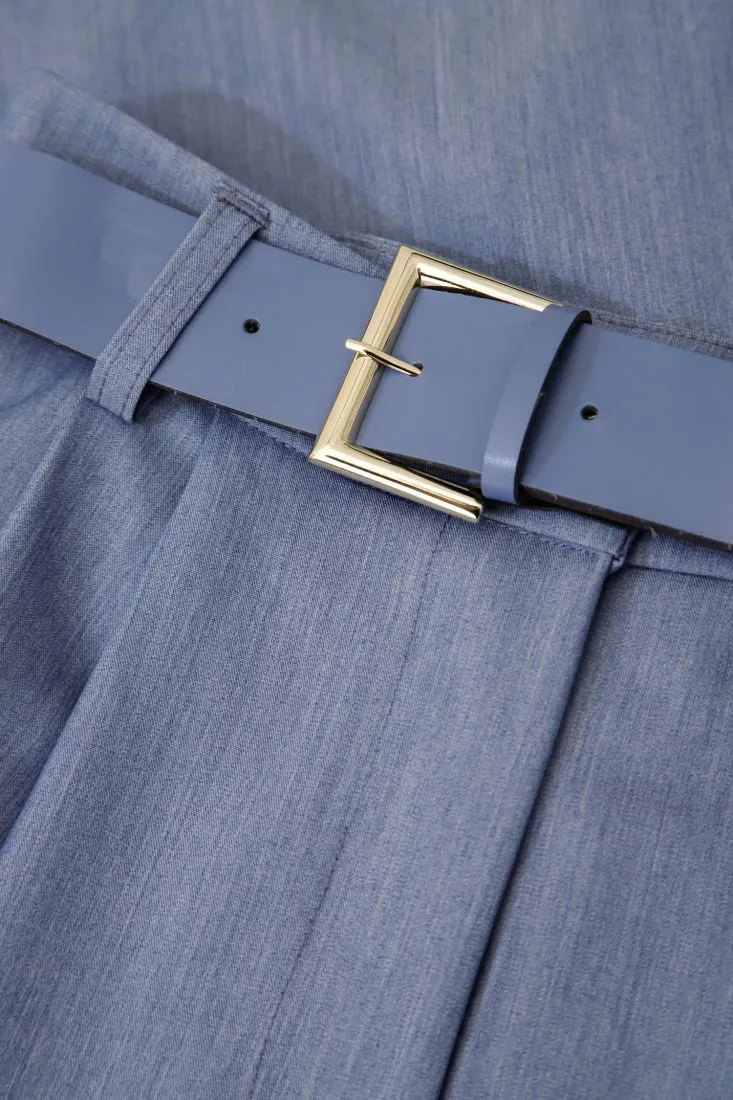 Pantaloni a palazzo fantasia mélange con piega stirata