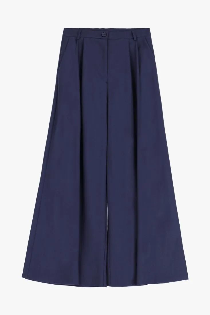 Pantaloni a palazzo fantasia mélange con piega stirata