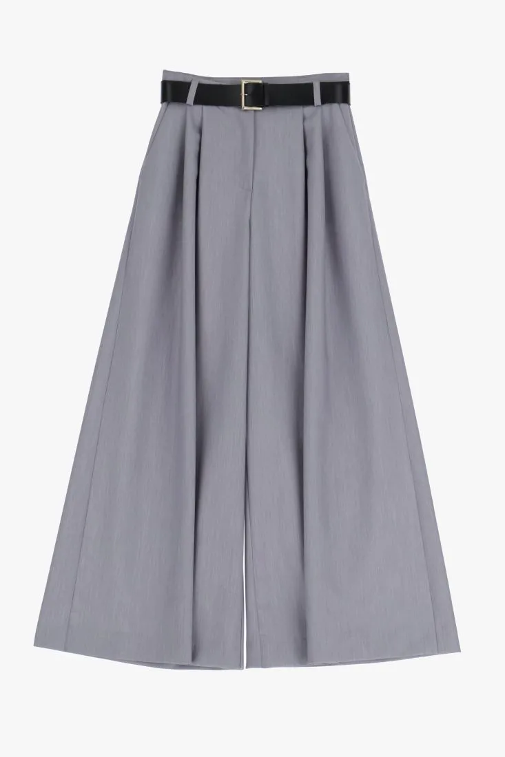 Pantaloni a palazzo fantasia mélange con piega stirata