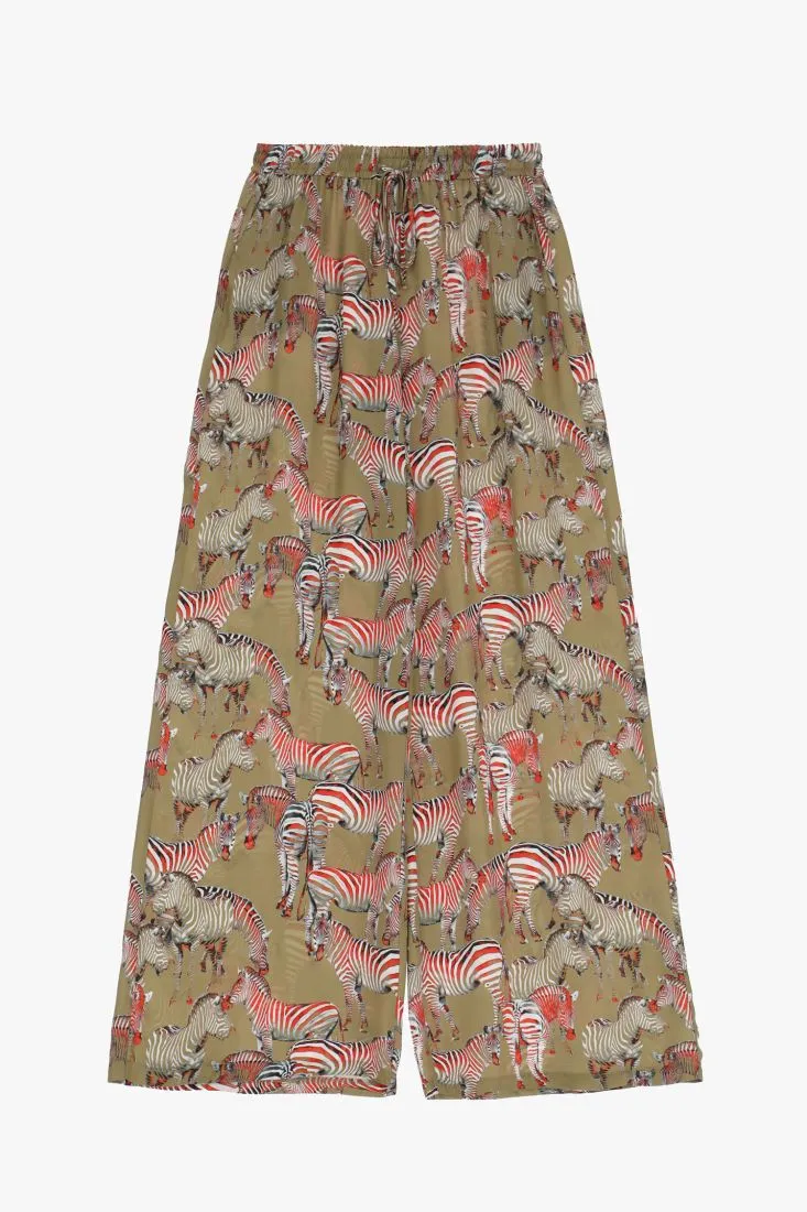 Pantaloni a palazzo fantasia stampata con coulisse
