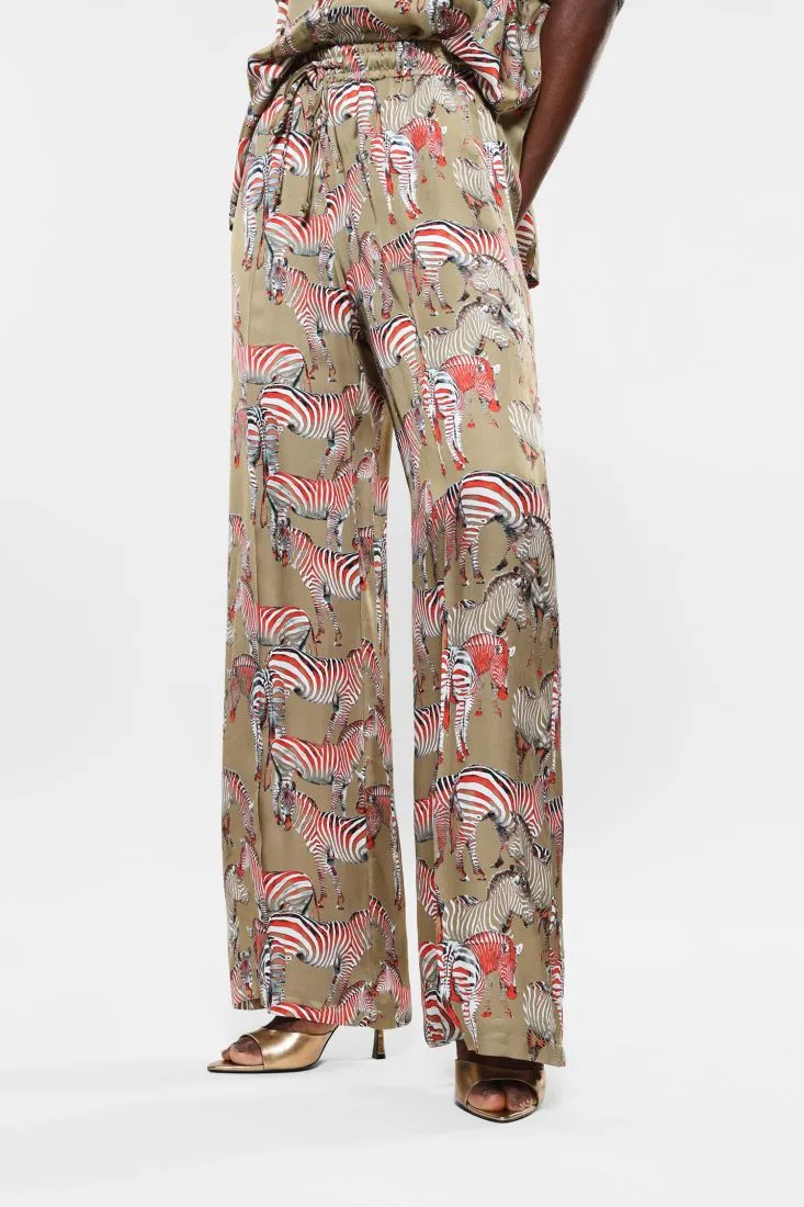 Pantaloni a palazzo fantasia stampata con coulisse