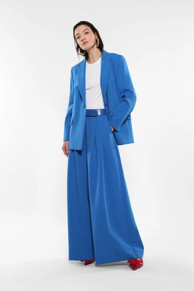Pantaloni a palazzo monocolour con pinces e cintura
