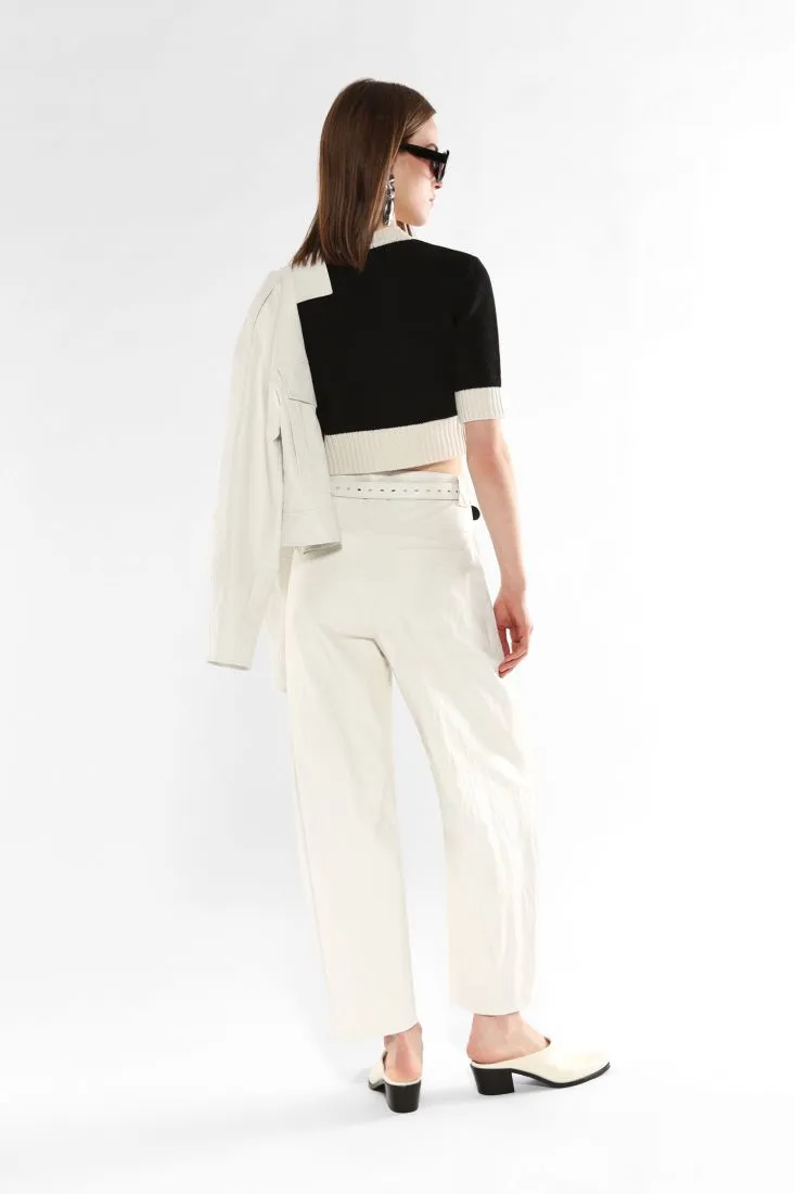 Pantaloni balloon monocolour con cintura tono su tono
