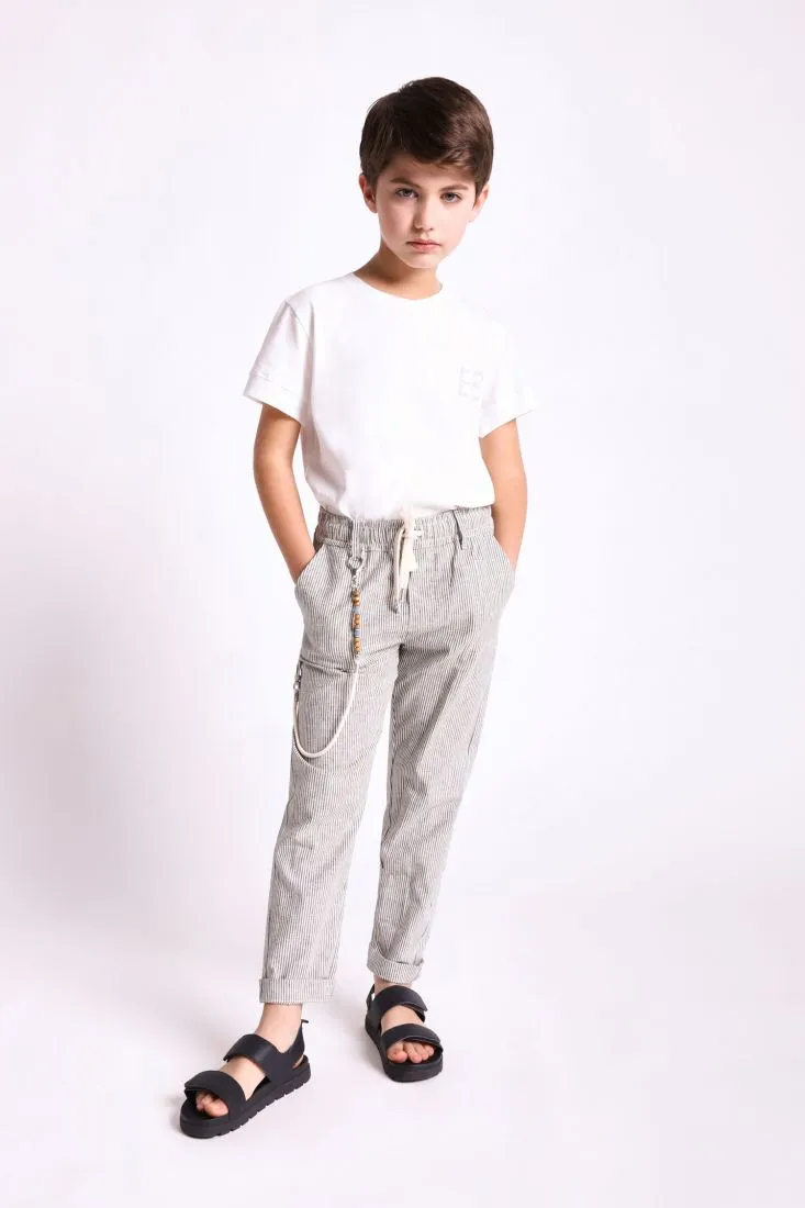 Pantaloni bambino a righe con coulisse