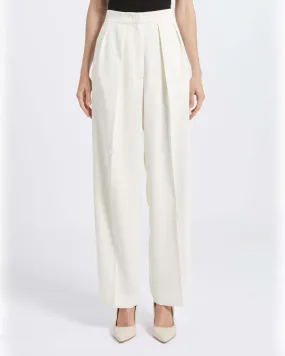 Pantaloni bianchi in crêpe envers satin con pinces in vita Marella ART. 365