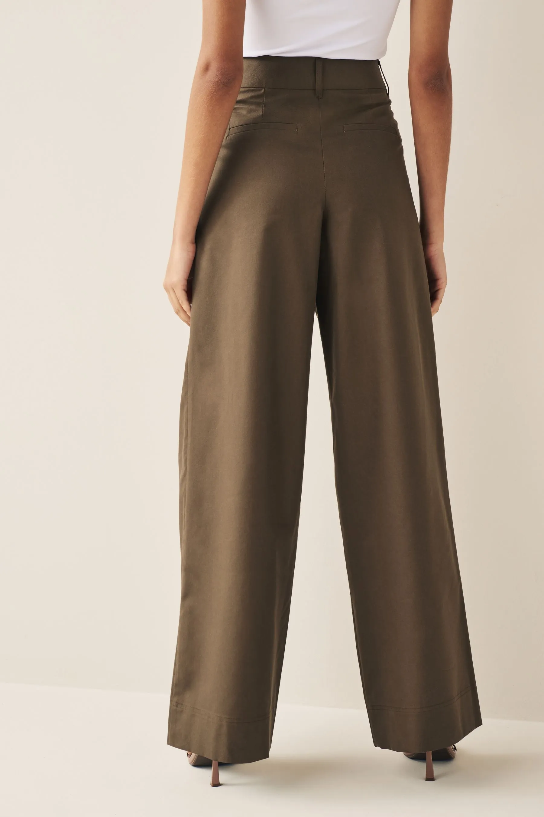 Pantaloni elegante a fondo ampio in misto cotone    