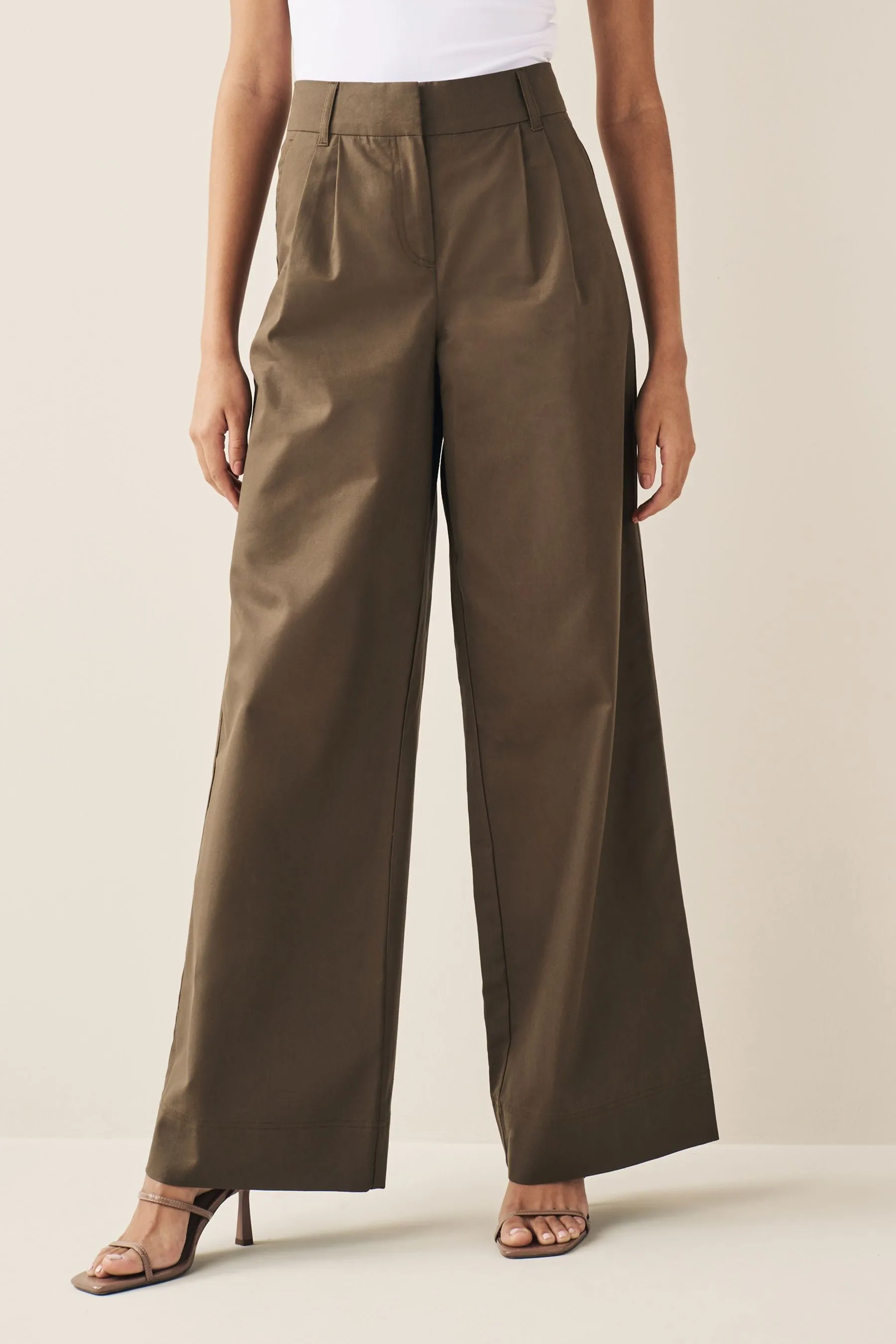 Pantaloni elegante a fondo ampio in misto cotone    