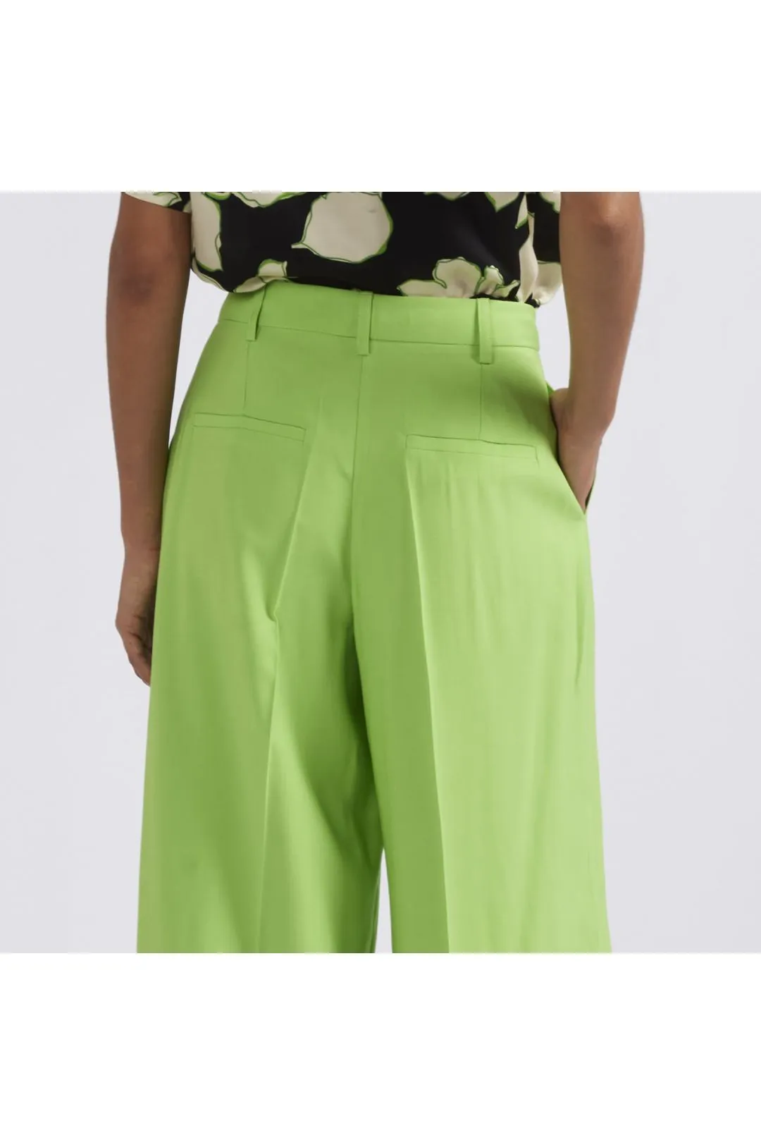 pantaloni palazzo fluidi in poliviscosa verde mela