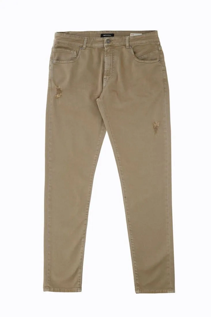 Pantaloni slim cropped monocolour con abrasioni