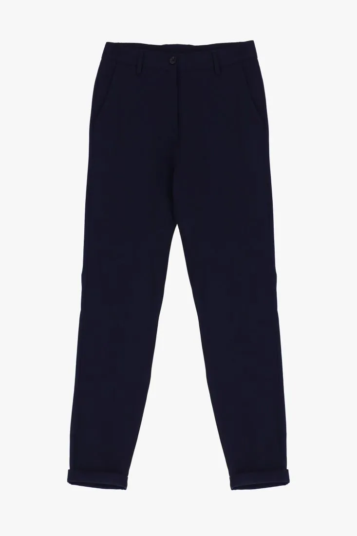 Pantaloni slim-fit cropped con vita alta e tasche verticali