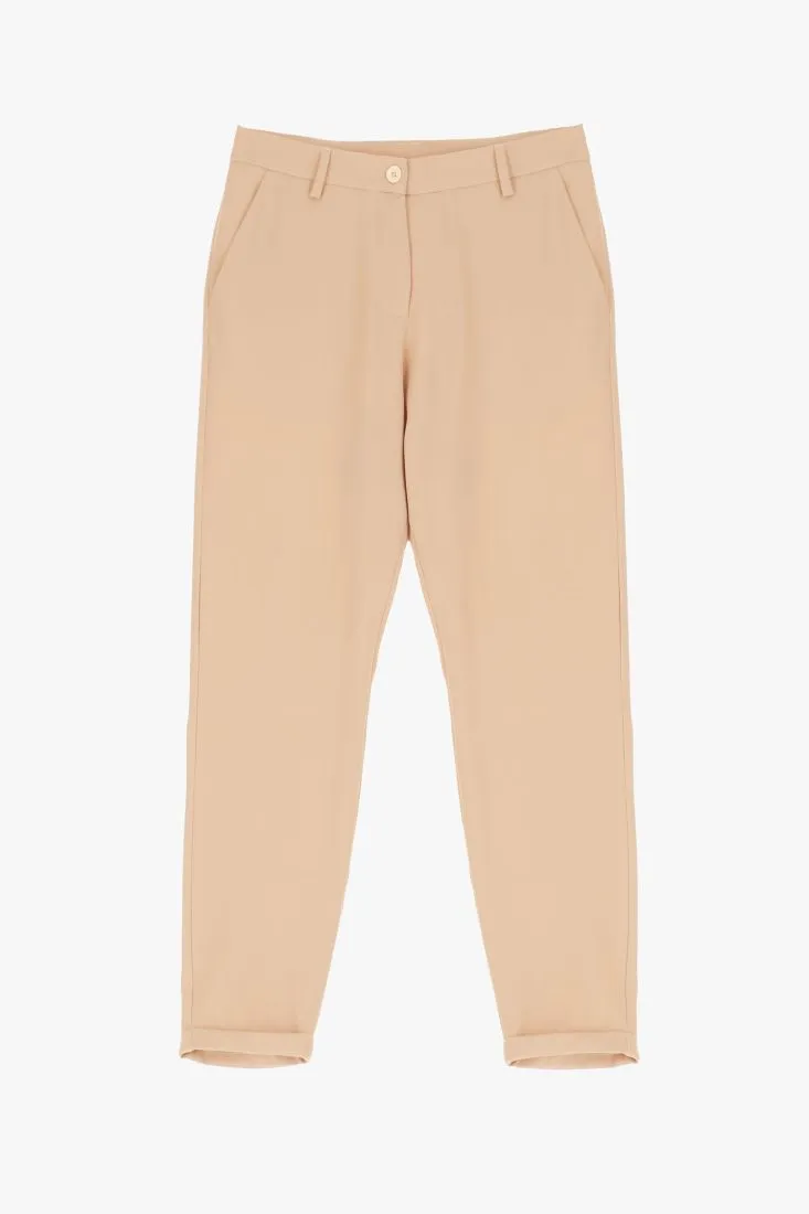 Pantaloni slim-fit cropped con vita alta e tasche verticali