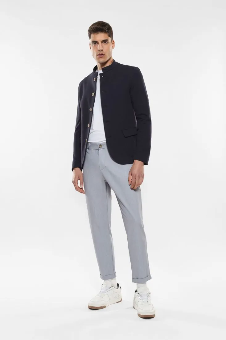 Pantaloni slim-fit effetto denim con tasche verticali